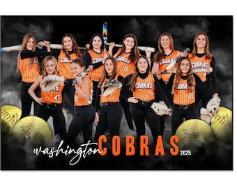 PÓSTER DE SOFTBOL 010_H / Plantilla digital de Adobe Photoshop de 30 x 45 cm / Plantilla deportiva para pancartas y carteles / Solo archivo digital