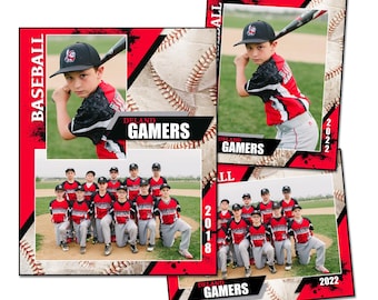 Baseball Photo Template Pack K: Memory Mate, Individual, Team Photoshop PSD (Digital File Only)