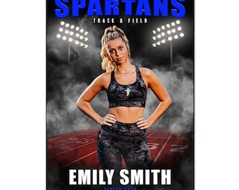 Track and Field Banner & Poster Template 002: 2x3ft, 12x18" Photoshop PSD, Customizable (Digital File Only)
