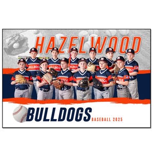 STRISCIONE DA BASEBALL 009_H / 2 piedi x 3 piedi (24" x 36") Modello digitale Adobe Photoshop / Modello sportivo per striscioni e poster / Solo file digitale