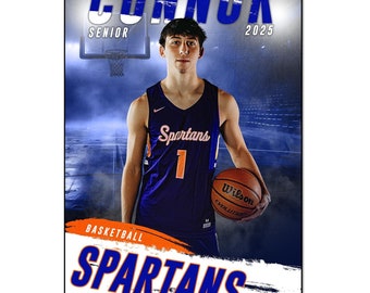 Basketball Banner Template 012: 2ft x 3ft (24x36”)Photoshop PSD, Customizable (Digital File Only)