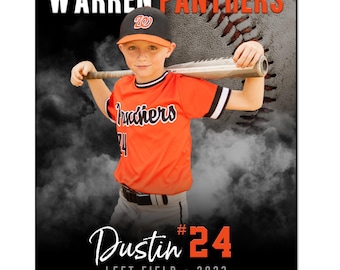 Baseball Individuelle Fotovorlage 031: Photoshop PSD (8x10, 5x7, Wallet), anpassbar (nur digitale Datei)