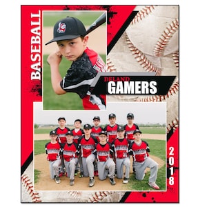 Baseball Memory Mate Photo Template 011: 8x10” Photoshop PSD, Customizable (Digital File Only)
