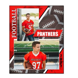 Football Memory Mate Template 015: 8x10” Photoshop PSD, Customizable (Digital File Only)