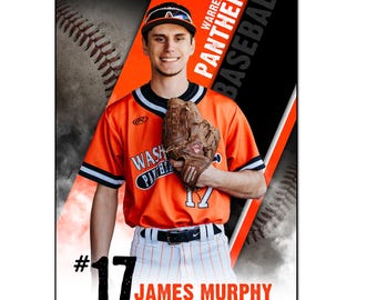 BASEBALL POSTER 016 | 12"x18" Adobe Photoshop Digital Template | Sports Template for Banners & Posters | Digital File Only