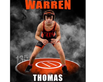 Wrestling Individual Photo Template 015: Photoshop PSD (8x10, 5x7, Wallet), Customizable (Digital File Only)