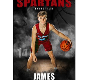 Basketball Banner Template 018: 2ft x 3ft (24x36”)Photoshop PSD, Customizable (Digital File Only)
