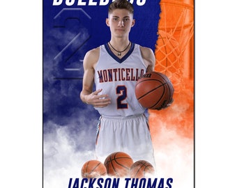 Basketball Banner Template 014: 2ft x 3ft (24x36”)Photoshop PSD, Customizable (Digital File Only)