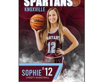 Basketball Banner Template 017: 2ft x 3ft (24x36”)Photoshop PSD, Customizable (Digital File Only)