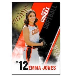 SOFTBALL BANNER 012 | 2ftx3ft (24 "x 36 ") Adobe Photoshop Digitale Vorlage | Sport Template für Banner & Poster | Nur digitale Datei