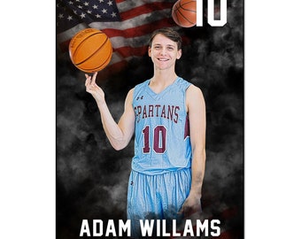 Basketball Banner Template 016: 2ft x 3ft (24x36”)Photoshop PSD, Customizable (Digital File Only)