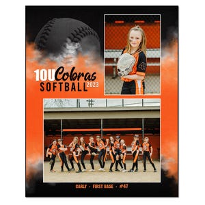 SOFTBALL MM030 | 8x10 Adobe Photoshop Memory Mate Digital Template | Sports Photoshop Template for Teams & Individuals | Digital File Only