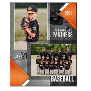 Baseball Memory Mate Photo Template 024_V: 8x10” Photoshop PSD, Customizable (Digital File Only)