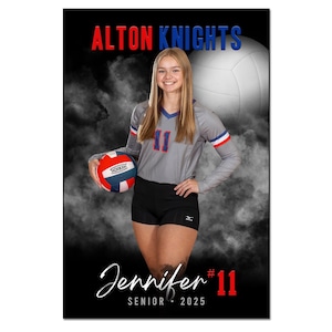 VOLLEYBALL POSTER 002 | 12&quot;x18&quot; Adobe Photoshop Digital Template | Sports Template for Banners & Posters | Digital File Only