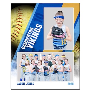 SOFTBOL MM031_V / Plantilla digital Adobe Photoshop Memory Mate de 8x10 / Plantilla deportiva para Photoshop para equipos e individuos / Solo archivo digital