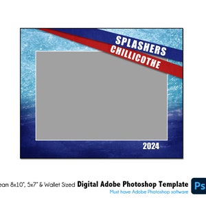 SWIM T007 | 8x10, 5x7, Wallet Adobe Photoshop Digital Template | Sports Photoshop Template for Teams & Individuals | Digital File Only