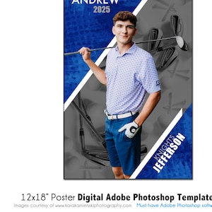 GOLF POSTER 001 | 12&quot;x18&quot; Adobe Photoshop Digital Template | Sports Template for Banners & Posters | Digital File Only