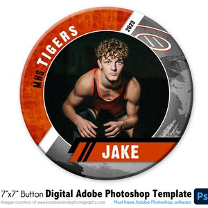 WRESTLING  BUTTON 004 | 7x7 Adobe Photoshop Digital Photo Button Template | Sports Photoshop Template | Digital File Only