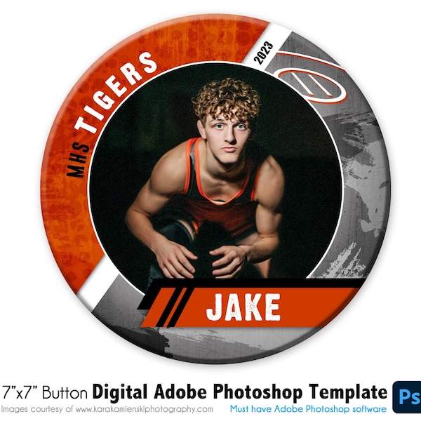 WRESTLING  BUTTON 004 | 7x7 Adobe Photoshop Digital Photo Button Template | Sports Photoshop Template | Digital File Only