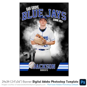 BASEBALL BANNER 008 / 2 piedi x 3 piedi (24" x 36") Modello digitale Adobe Photoshop / Modello sportivo per striscioni e poster / Solo file digitale