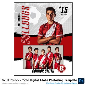 FUSSBALL MM023 | 8x10 Adobe Photoshop Memory Mate Digitale Vorlage | Sport Photoshop Vorlage für Teams & Einzelne | Nur digitale Datei