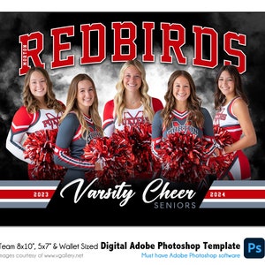 CHEERLEADING T027A | 8x10, 5x7, Brieftasche Adobe Photoshop Digitale Vorlage | Sport Photoshop Vorlage für Teams & Einzelne | Nur digitale Datei