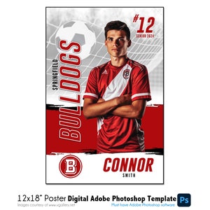 POSTER CALCIO 002 / 12"x18" Adobe Photoshop Digital Template / Modello sportivo per striscioni e poster / Solo file digitale