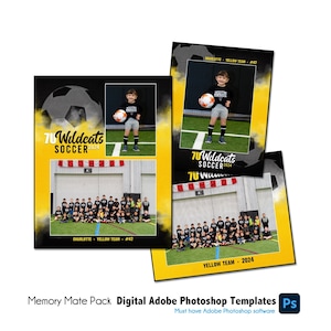 SOCCER PACK U / Modello digitale Adobe Photoshop Memory Mate / Modello Photoshop sportivo per squadre e singoli individui / Solo file digitale