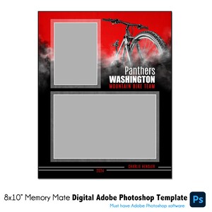VTT MM001 | Modèle numérique Adobe Photoshop Memory Mate 8 x 10 | Modèle Photoshop pour sportifs Équipes et individus | Fichier numérique uniquement