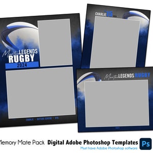 RUGBY PACK A / Modello digitale Adobe Photoshop Memory Mate / Modello Photoshop sportivo per squadre e individui / Solo file digitale