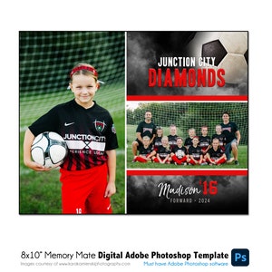 SOCCER MM022 / 8x10 Adobe Photoshop Memory Mate Modello digitale / Modello Photoshop sportivo per squadre e individui / Solo file digitale