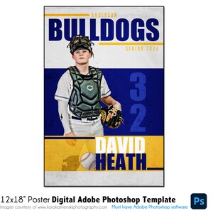 POSTER BASEBALL 013 / 12"x18" Modello digitale Adobe Photoshop / Modello sportivo per striscioni e poster / Solo file digitale