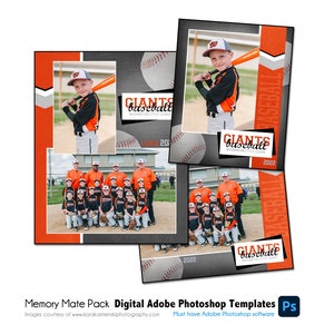BASEBALL PACK G_V / Modello digitale Adobe Photoshop Memory Mate / Modello Photoshop sportivo per squadre e individui / Solo file digitale