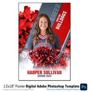 CHEERLEADING POSTER 006 / 12"x18" Modello digitale Adobe Photoshop / Modello sportivo per banner e poster / Solo file digitale