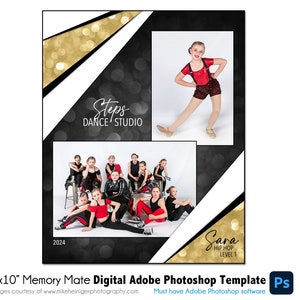 TANZ MM005_V | 8x10 Adobe Photoshop Memory Mate Digitale Vorlage | Sport Photoshop Vorlage für Team & Einzelne | Nur digitale Datei