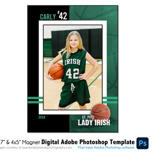 AIMANT AIMANT 011 |  Modèle numérique Adobe Photoshop 5 x 7" et 4 x 5" | de Photoshop pour aimants de sport | Fichier numérique uniquement