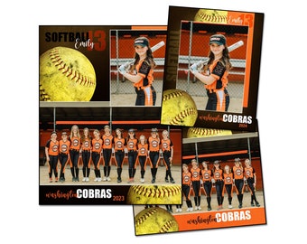 SOFTBALL PACK U | Adobe Photoshop Memory Mate Digital Template | Sports Photoshop Template for Teams & Individuals | Digital File Only