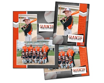 Baseball Photo Template Pack G_V: Memory Mate, Individual, Team Photoshop PSD (Digital File Only)