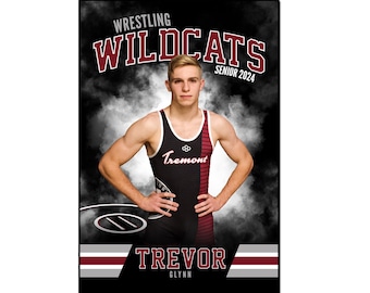 WRESTLING BANNER 001 | 2ftx3ft (24"x36") Adobe Photoshop Digital Template | Sports Template for Banners & Posters | Digital File Only