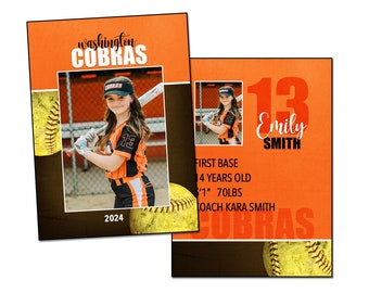 SOFTBALL TradingCard 005 | 2.75x3.75 Adobe Photoshop Trader Card Digital Template | Sports PSD Adobe Photoshop Template | Digital File Only