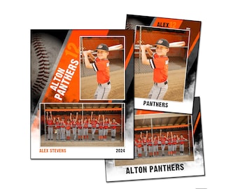 Baseball Photo Template Pack AG_2: Memory Mate, Individual, Team Photoshop PSD (Digital File Only)
