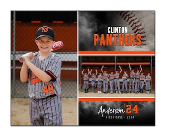 Baseball Memory Mate Photo Template 037: 8x10” Photoshop PSD, Customizable (Digital File Only)