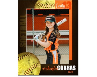 SOFTBALL Ind021 | 8x10, 5x7, Wallet Adobe Photoshop Digital Template | Sports Photoshop Template for Teams & Individuals | Digital Only