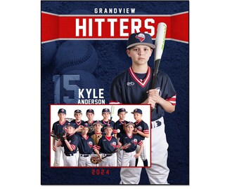 Baseball Memory Mate Photo Template 036: 8x10” Photoshop PSD, Customizable (Digital File Only)