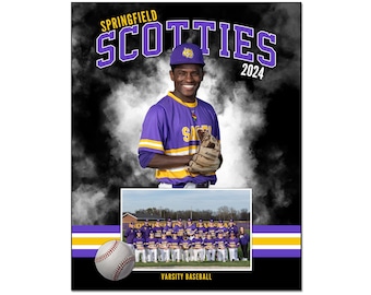 Baseball Memory Mate Photo Template 038: 8x10” Photoshop PSD, Customizable (Digital File Only)