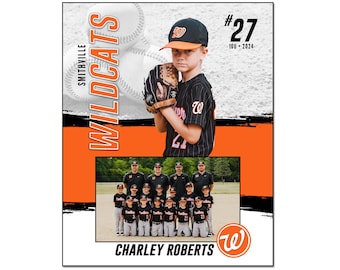 Baseball Memory Mate Photo Template 039: 8x10” Photoshop PSD, Customizable (Digital File Only)