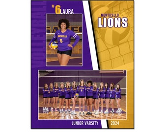 VOLLEYBALL MM024 | 8x10 Adobe Photoshop Memory Mate Digital Template | Sports Photoshop Template for Teams & Individuals | Digital File Only