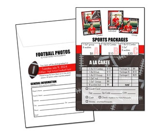FOOTBALL PRICE LIST 002 | Sports Price List 6x9" Adobe Photoshop Digital Template | Sports Photo Pricelist Photoshop Template | Digital File