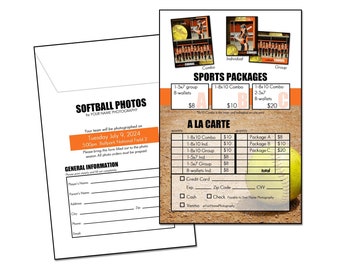 SOFTBALL PRICE LIST 002 | Sports Price List 6x9" Adobe Photoshop Digital Template | Sports Photo Pricelist Photoshop Template | Digital File