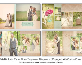 rustic charm 12x12 wedding album template 10 spread